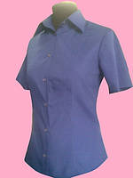Классическая Женская блузка с коротким рукавом синего цвета " электрик "