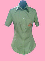 Женская блузка на короткий рукав салатового цвета