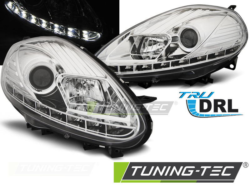 Передні фари Fiat Punto Evo (09-12) тюнінг Led оптика хром, фото 1