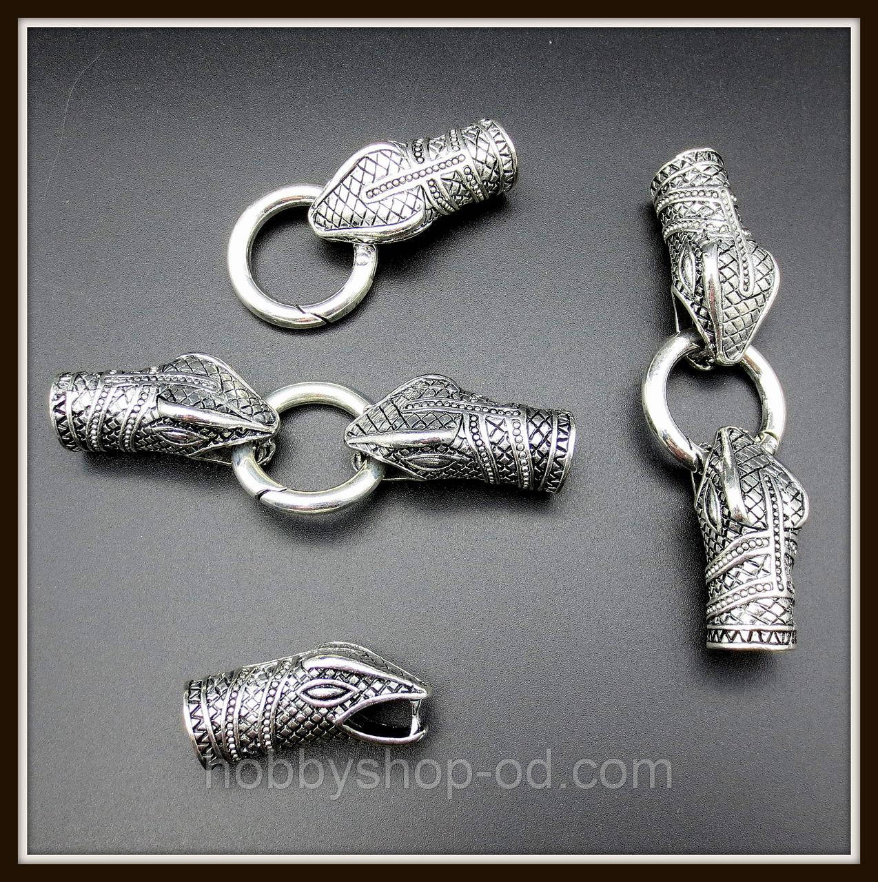 Замок для шнура "Змія", колір сталь, діаметр 1,2 см, фото 1