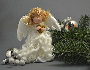 Новорічні прикраси Ангелочок, що стоїть, плаття 0262, фото 3