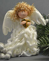 Новогодние украшения Ангелочек стоящий вьющееся платье 0262
