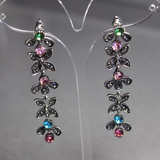 Сережки жіночі Квіткові гірлянди L-6,5см, фото 1