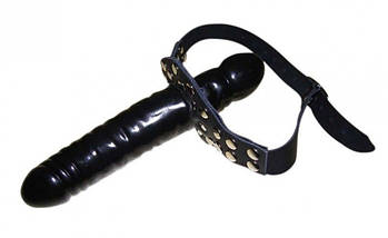 Кляп фалос у рот Penis Gag фалос Страпон двосторонній з фіксацією на голову, фото 4