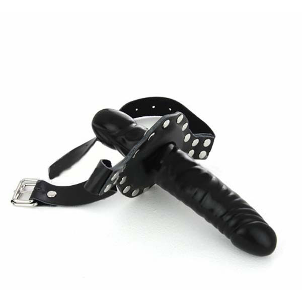 Кляп фалос у рот Penis Gag фалос Страпон двосторонній з фіксацією на голову