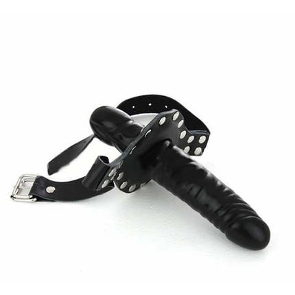 Кляп фалос у рот Penis Gag фалос Страпон двосторонній з фіксацією на голову, фото 1