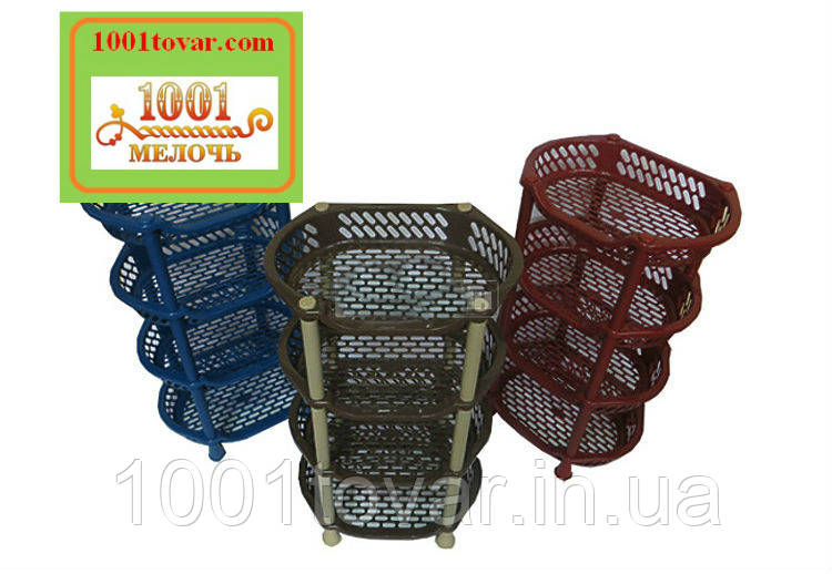 Пластикова етажерка LUX на 4 яруси, коричнева з кавовими ніжками., фото 1