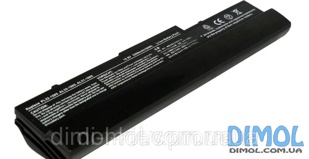 Акумуляторна батарея для ноутбука Asus Eee PC 1001HA 1005HAB, P6, P80A series 5200mAh black 10,8 v