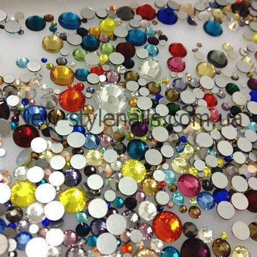 Стрази MIX - різні розміри, кольорові 1440 шт
