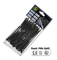 Стяжки кабельні пластикові чорні UV Black 2,5*160 мм (100 шт.)