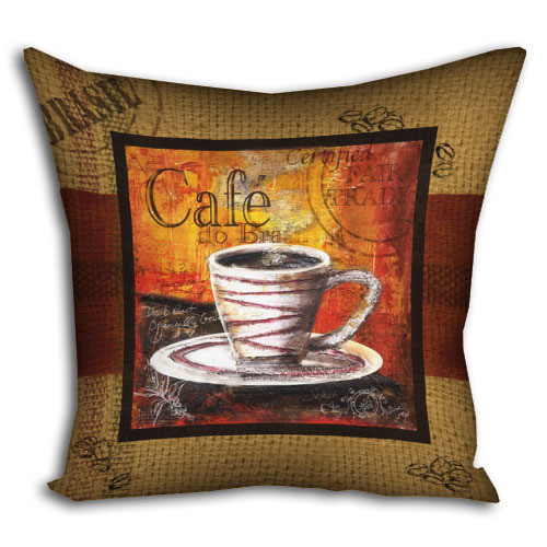 Подушка габардинова з принтом Cafe 40x40 (4P_PW036)