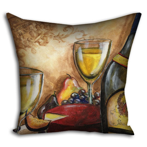 Подушка з принтом габардинова White wine 30x30 (3P_PW041), фото 1