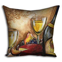 Подушка габардинова з принтом White wine 40x40 (4P_PW041)