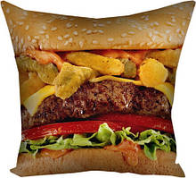 Подушка з принтом габардинова Бургер 50x50 (5P_DP006)