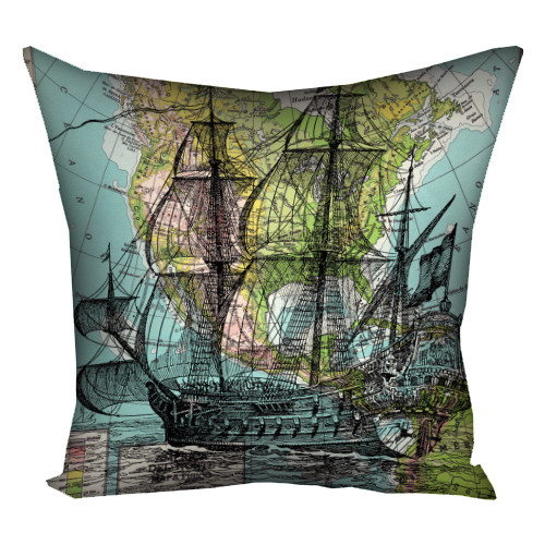 Подушка з принтом габардинова Корабель 30x30 (3P_LP182), фото 1