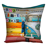 Подушка з принтом габардинова Road to the dream 50x50 (5P_OS157)