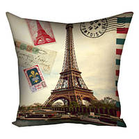 Подушка з принтом габардинова Ейфелева вежа 50x50 (5P_OS215)