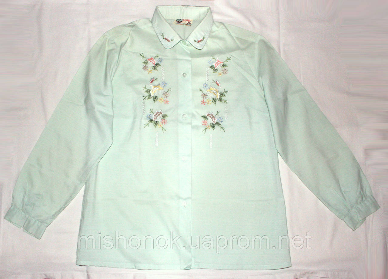 Нежная салатовая блуза с вышивкой, хлопок р.42 - фото 5 - id-p597350312