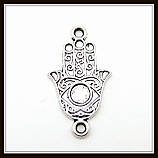 Конектор "Хамса (рука Фатіми)" срібло (2,6х1,5 см) 12 шт. в уп., фото 2