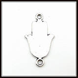 Конектор "Хамса (рука Фатіми)" срібло (2,6х1,5 см) 12 шт. в уп., фото 3