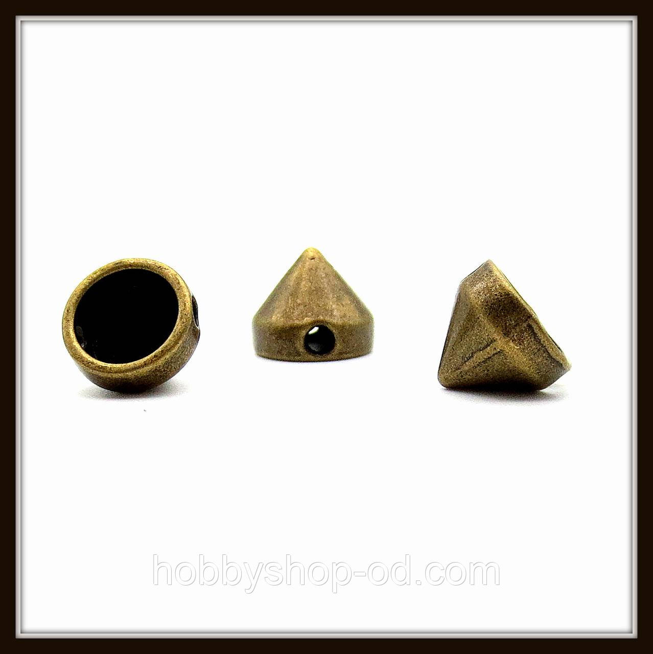 Декоративний елемент "шип", бронза (d 1 см, h 0,8 см) 13 шт. в уп, фото 1