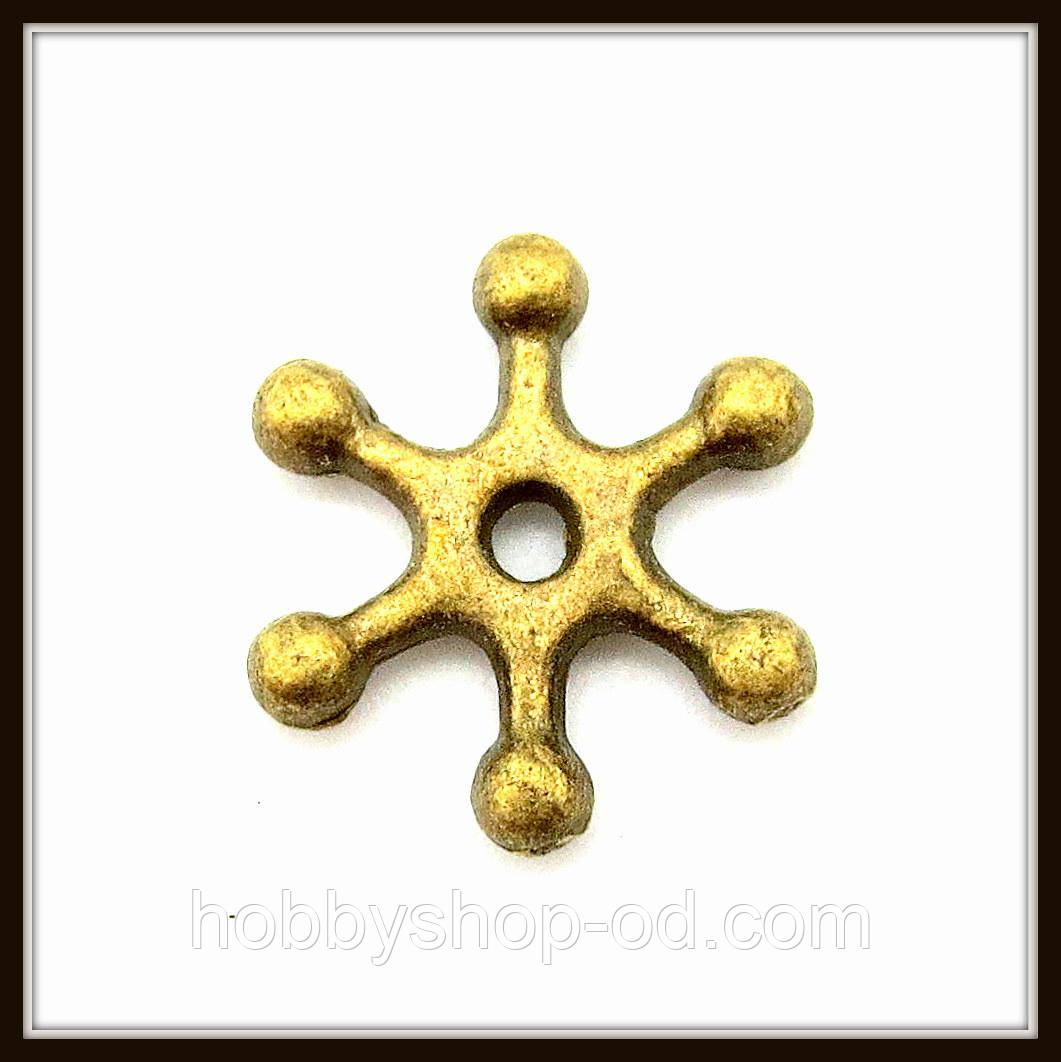 Спейсер, рондель метал., бронза (діам. 1,2 см) 35 шт в уп., фото 1