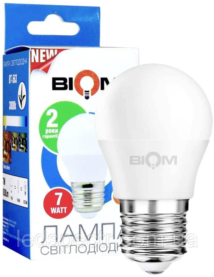 Світлодіодна лампа Led Biom BT-563 G45 7 W E27 3000 К