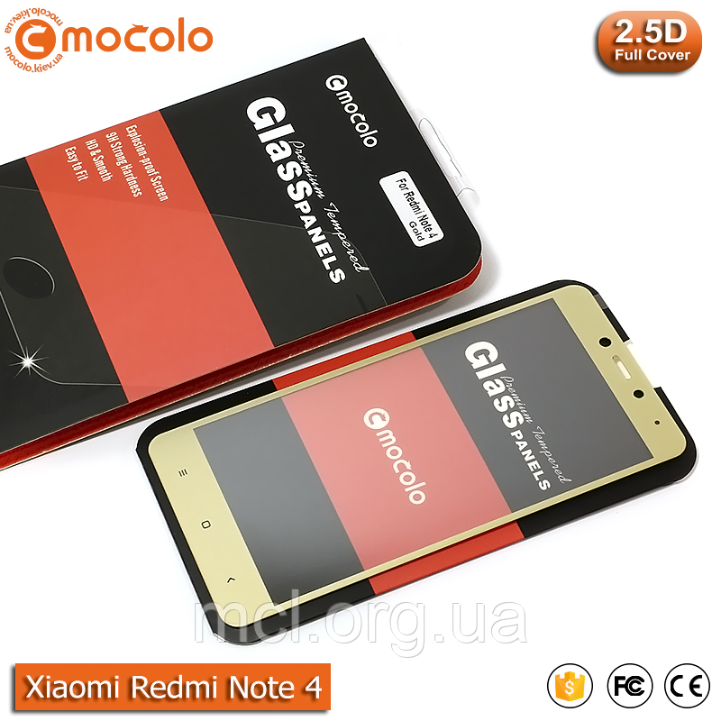 Захисне скло Mocolo Xiaomi Redmi Note 4 Full cover (Mediatek) (Gold)