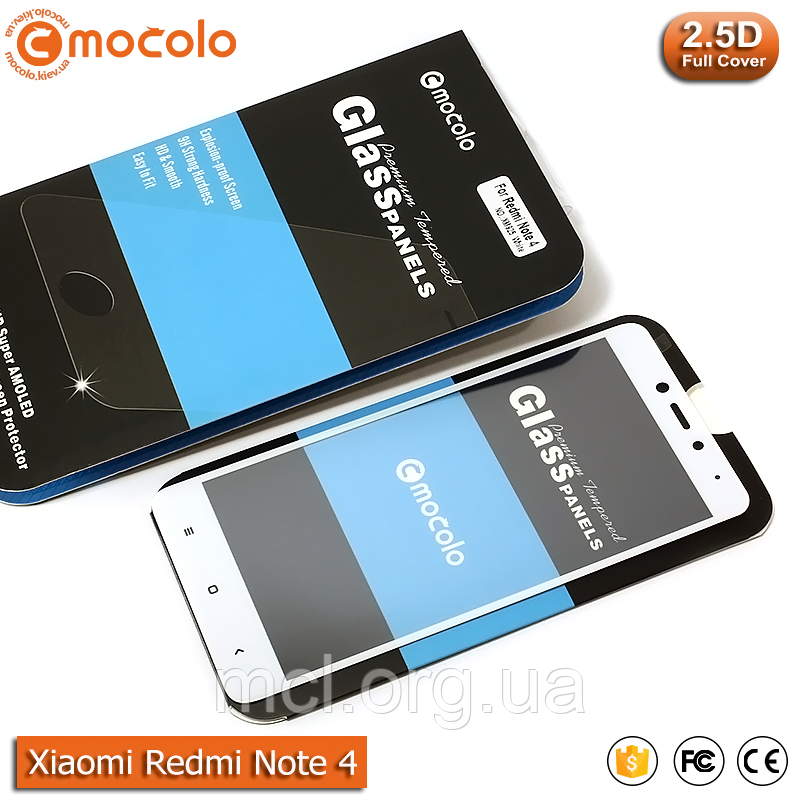 Захисне скло Mocolo Xiaomi Redmi Note 4X Full cover (Mediatek) (White)