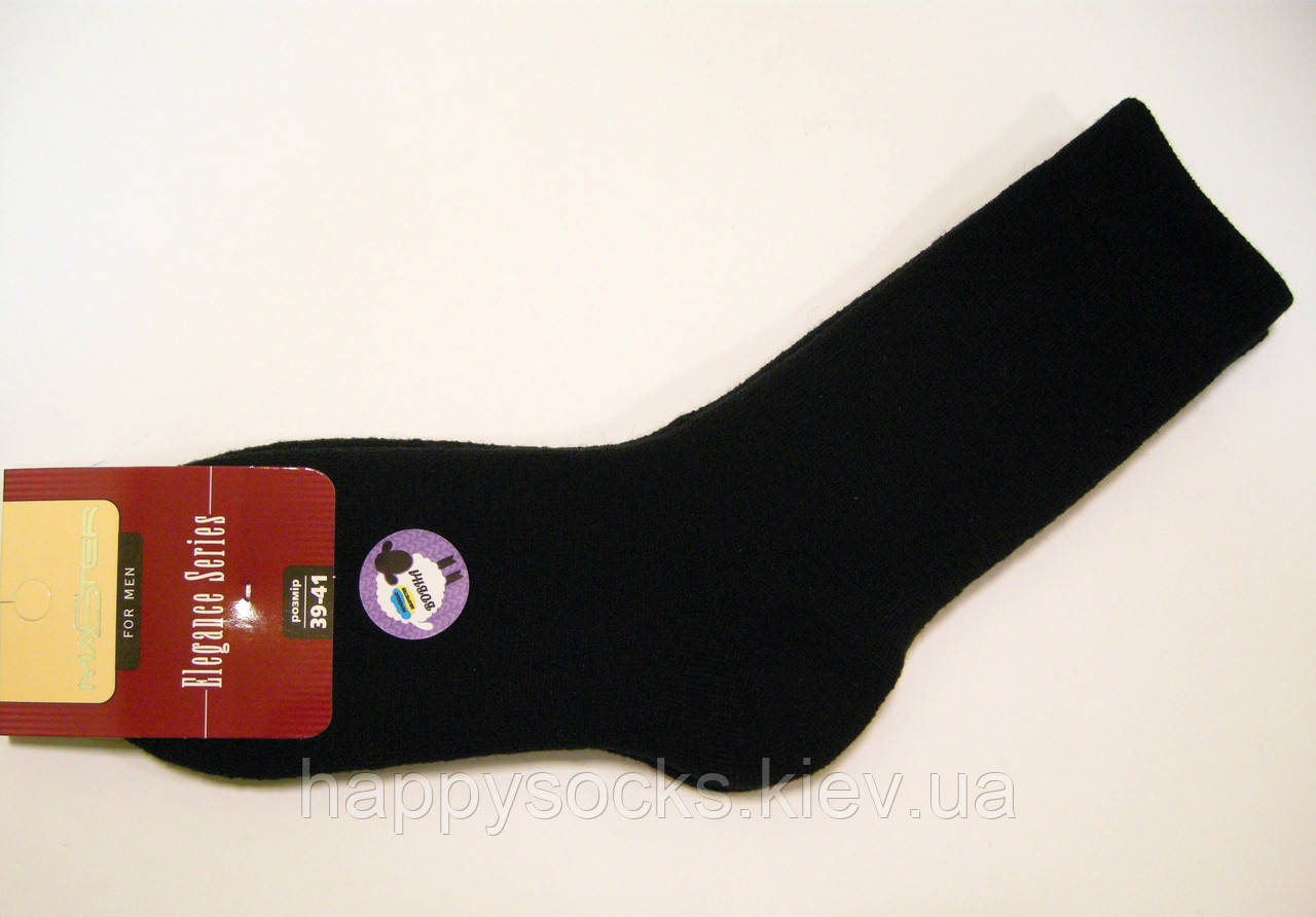 Напіввовняні чоловічі шкарпетки махрові чорного кольору, фото 1