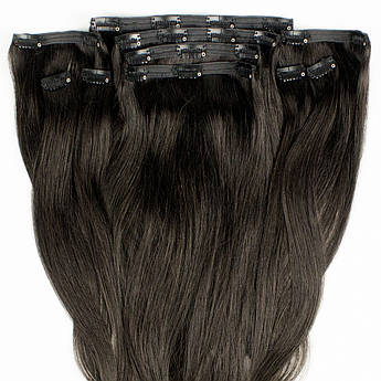 Набір натурального волосся на кліпсах 50 см 150 грамів Beauties Factory відтінок 1B брюнет