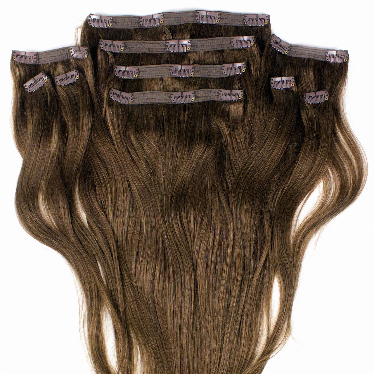Набір натурального волосся на кліпсах 50 см 150 грамів Beauties Factory відтінок 4 шоколад