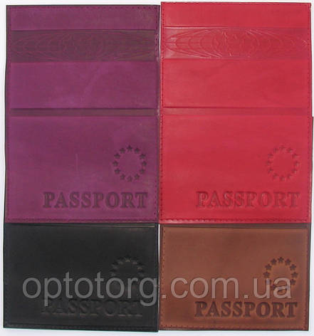 Обкладинка для загран паспорта з натуральної шкіри Євро, фото 2