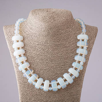 Намисто Місячний камінь Клеопатра ланка 12*25 мм і кулька 10mm L50см