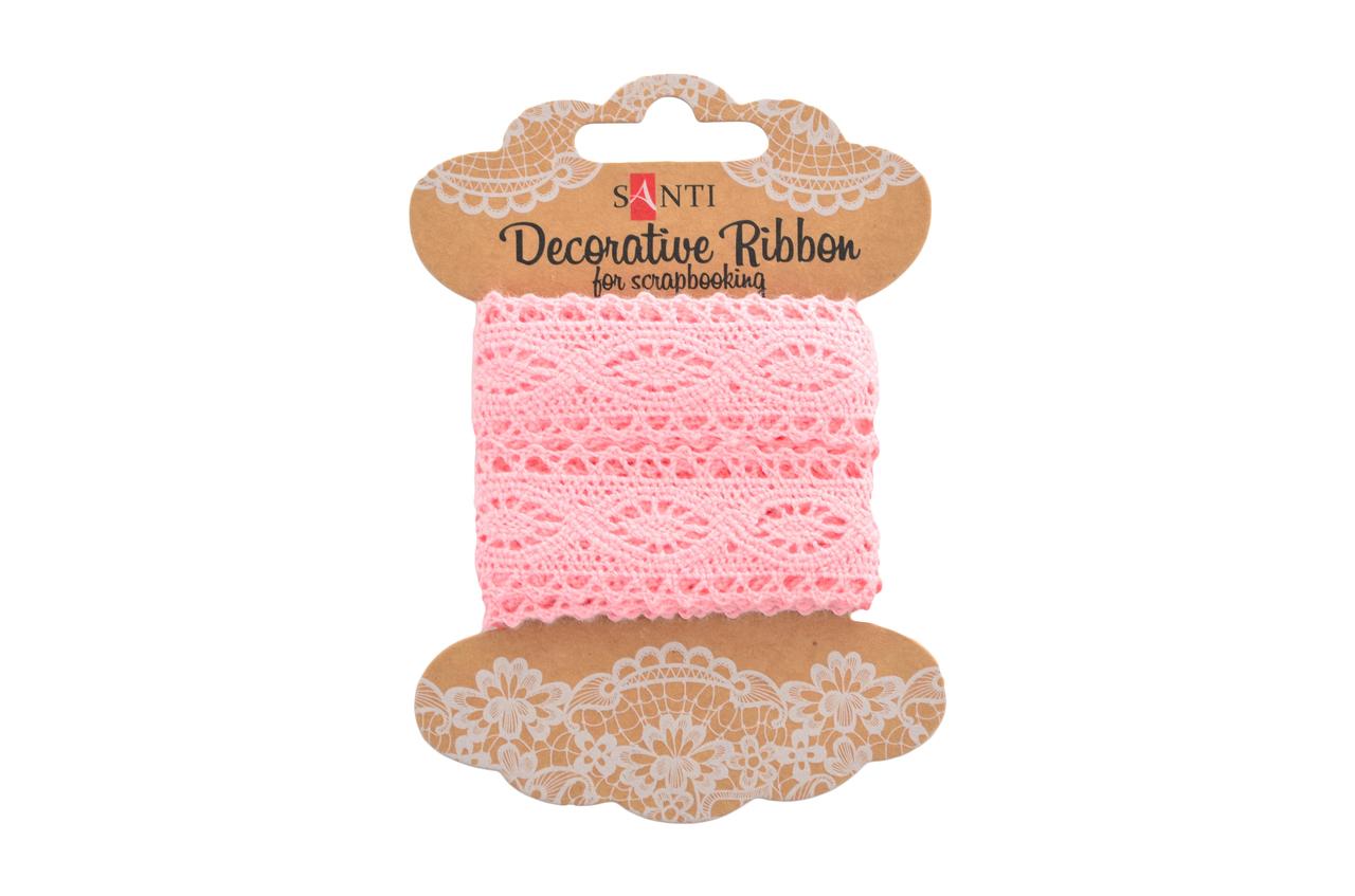 Мереживна стрічка рожева, 25мм, 2м.