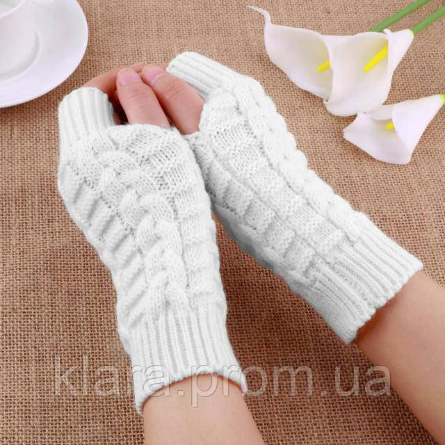Белые короткие женские митенки 20 см (ID#597700918), цена: 130 ...