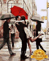 Картини по номерам 40х50 см. Babylon Premium (кольорове полотно + лак) Поцілунок під час зустрічі художник Даніель Дель
