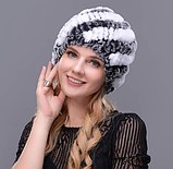 Жіноча хутряна шапка з кролика Рекс. Зимові шапки, фото 4