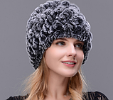 Жіноча хутряна шапка з кролика Рекс. Зимові шапки, фото 5