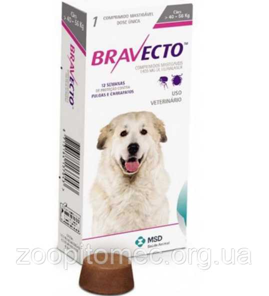 Жевательная таблетка BRAVECTO БРАВЕКТО от блох и клещей для собак 40 - 56 кг 1 табл.