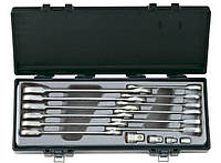 Набір ключів рожково-накидних трещоточных, прямих + адаптери 16 пр. (8-19 мм)