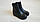 Жіночі зимові черевики танкетка чорна шкіра, фото 2