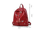 Рюкзак жіночий міський для дівчаток, дівчат з метеликами (червоний), фото 3