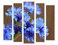 Модульная картина голубые цветы 3d