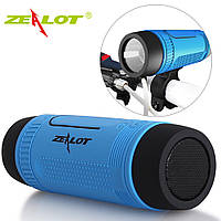 Колонка Zealot S1 портативная Bluetooth повербанк, фонарик (синяя)