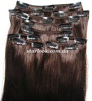Набор натуральных волос на клипсах 40 см оттенок №2 120 грамм