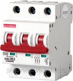 Автоматичний вимикач e.industrial.mcb.100.3.D.50 3р 50А D 10кА, фото 1