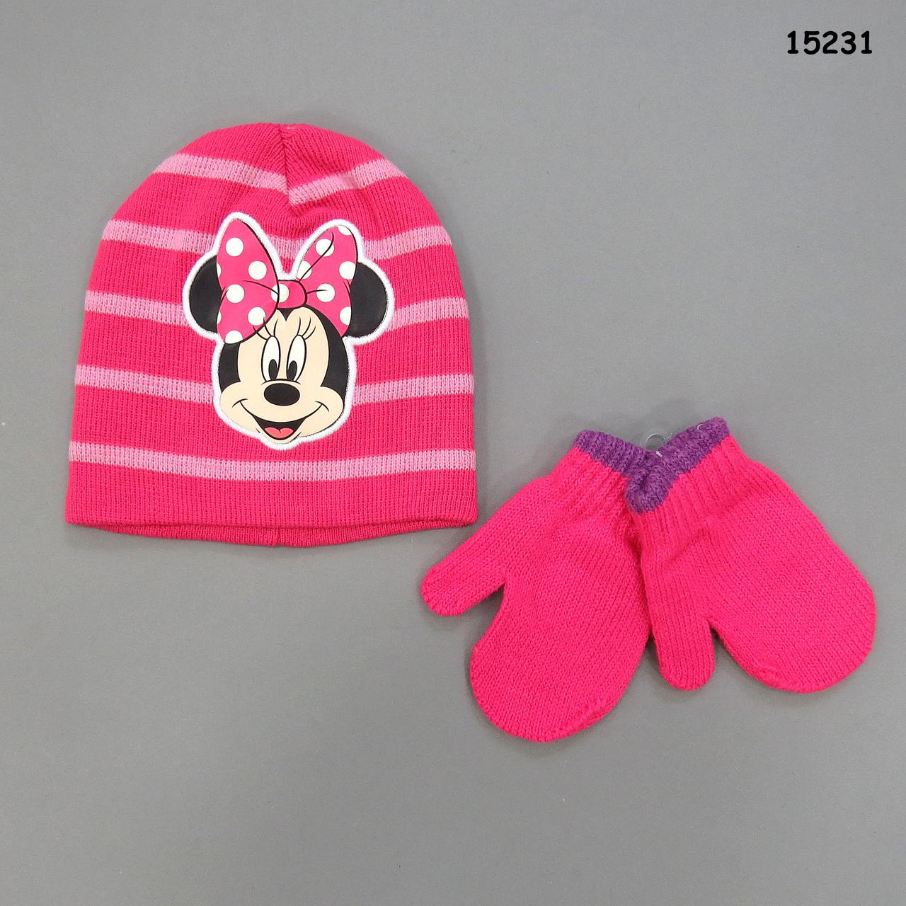 Шапка Minnie Mouse з рукавицями для дівчинки. 36-42 см