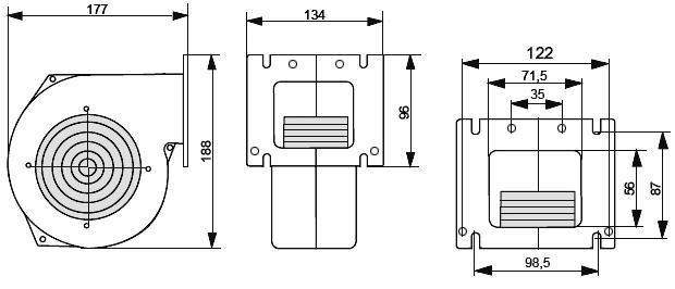 Размеры вентилятора NWS-100 Novosolar