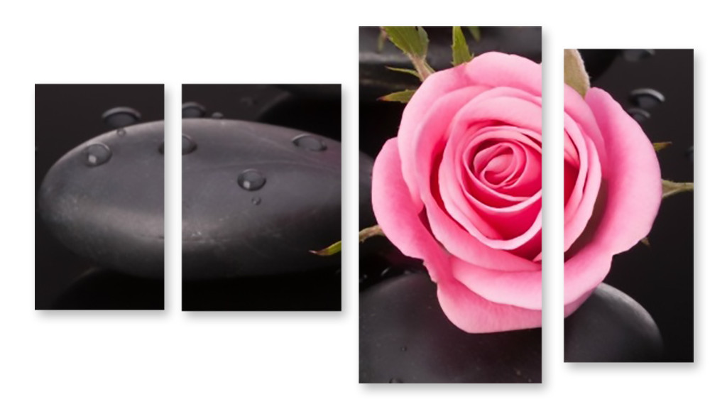 Модульная картина роза на камне 3д - фото 1 - id-p598289349